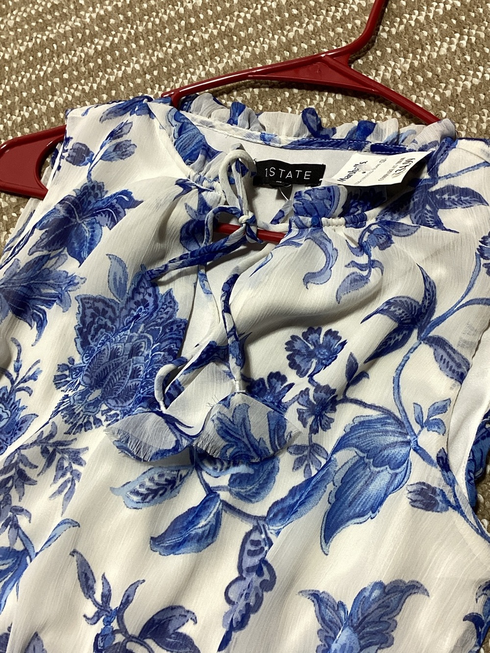 1. State White Maxi Dress with Blue Floral Print - Picture 12 of 16